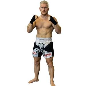 FIGHTERS - Muay Thai Shorts / Skull / Weiss-Schwarz / Large