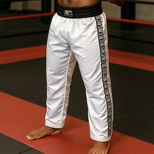 FIGHT-FIT - Kick-Boxing Hosen / Satin / Weiss / Large